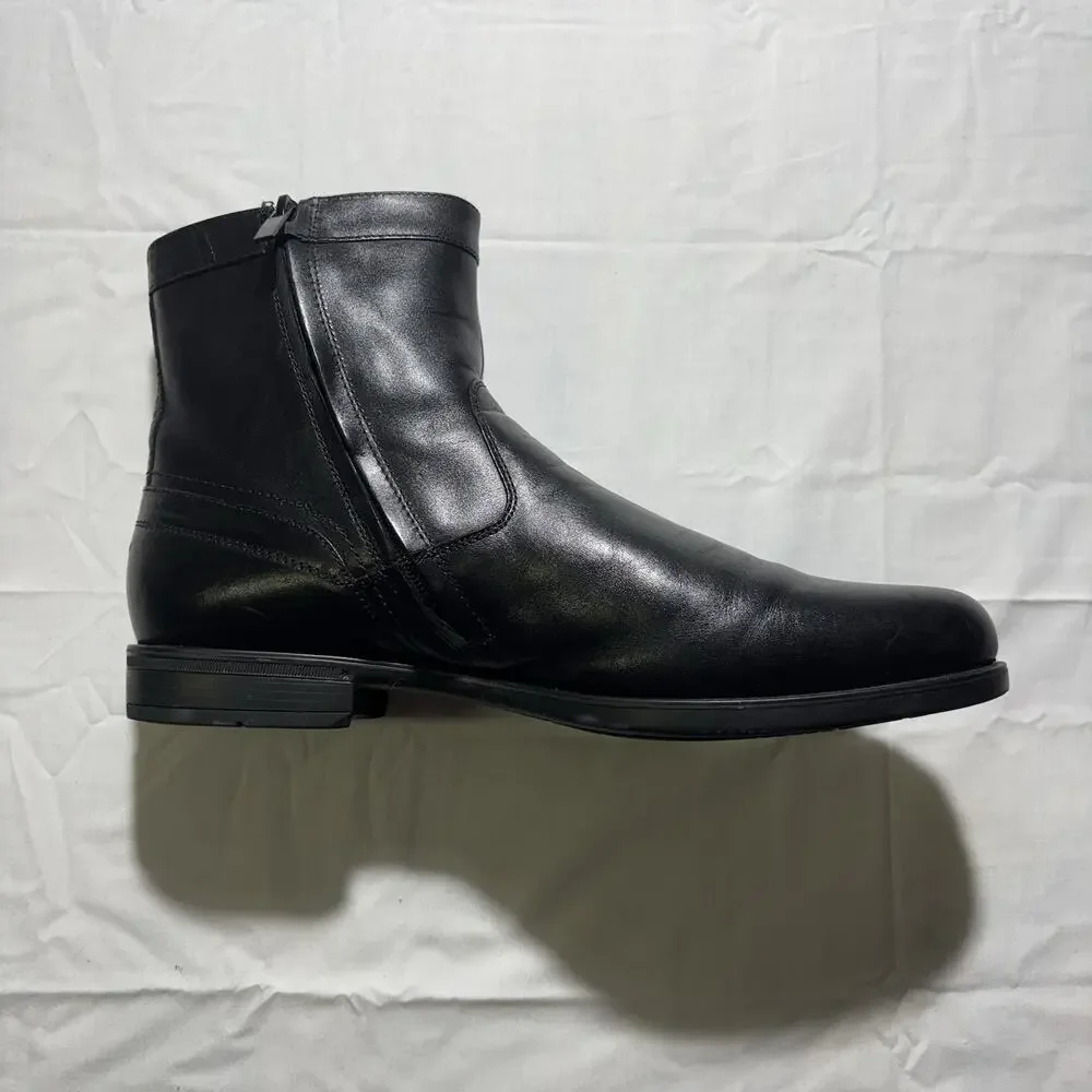 Florsheim 12140-001 Mens 11 D Black Leather Side Zip Dress Ankle Boots